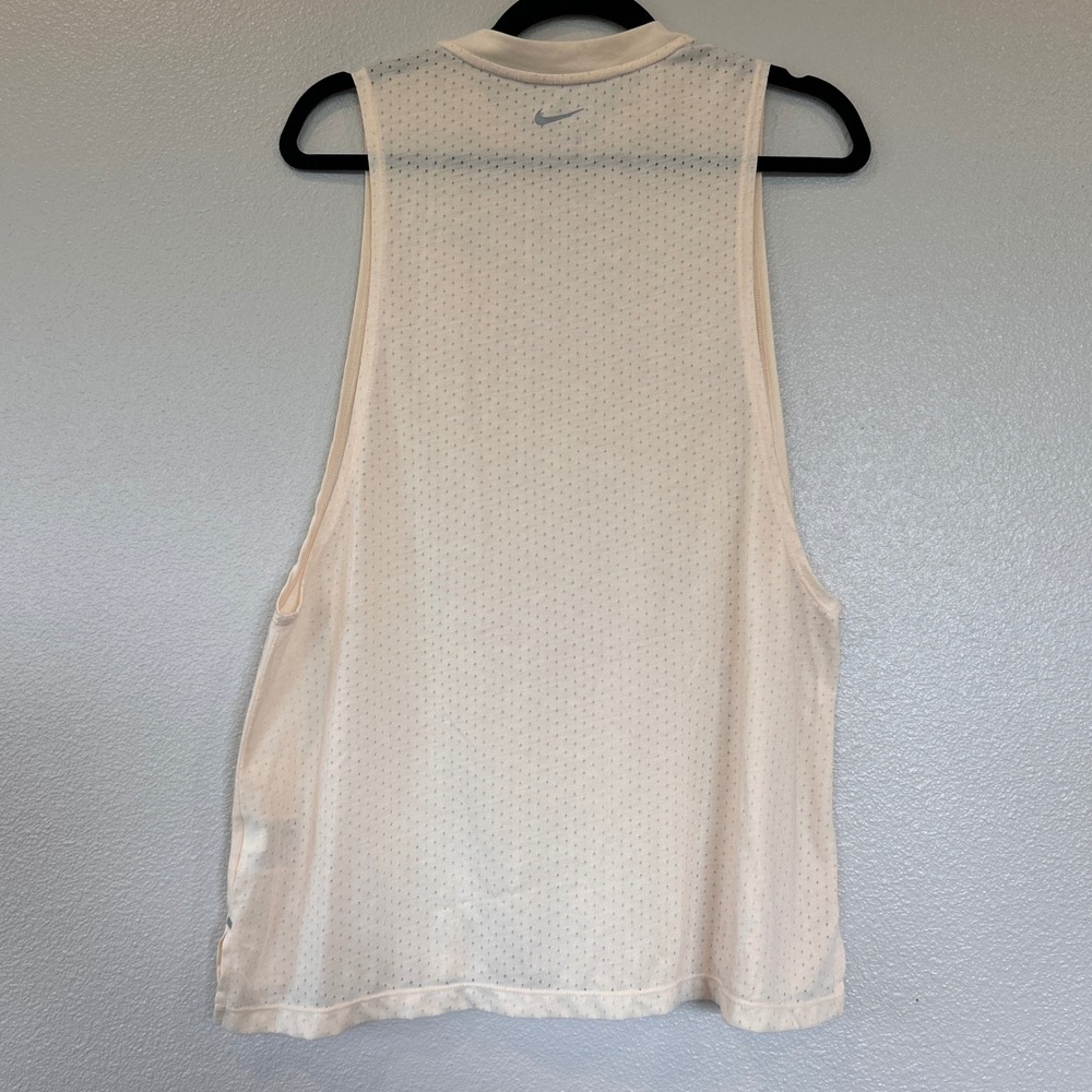 Nike Running‎ Dri-FIT Muscle Tank Top Pale Peach Mesh High Neck Women Large - Picture 7 of 9